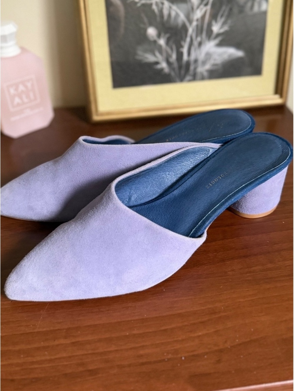 Anthropologie Suede Carson Heeled Mules | Size 9.5